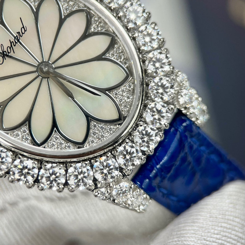 Chopard Women’s Watch Full Diamond Moissanite Blue 34mm