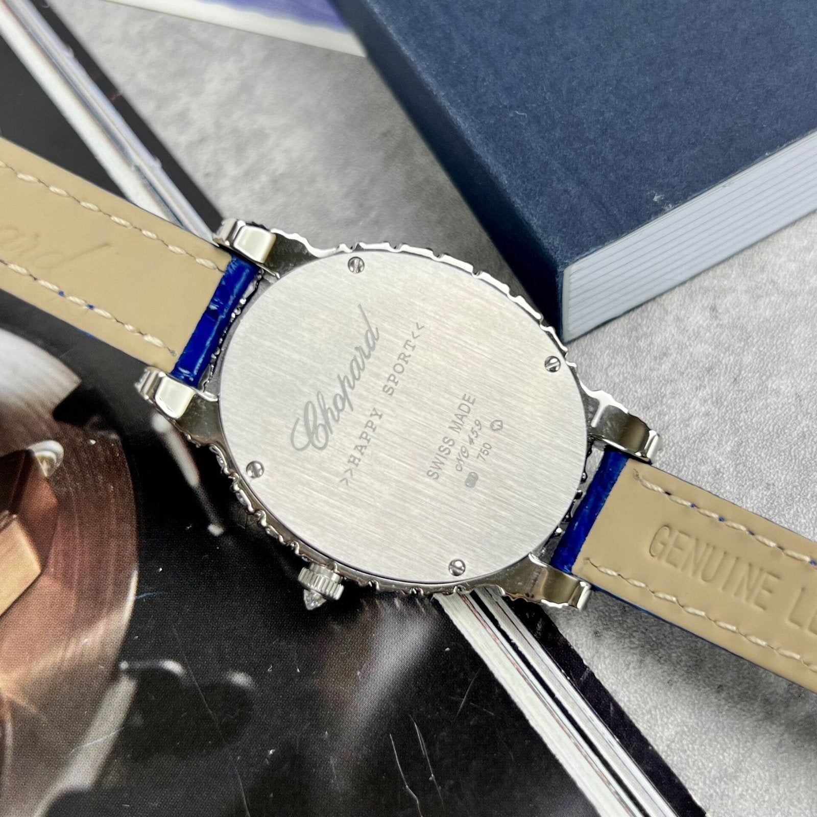 Chopard Women’s Watch Full Diamond Moissanite Blue 34mm