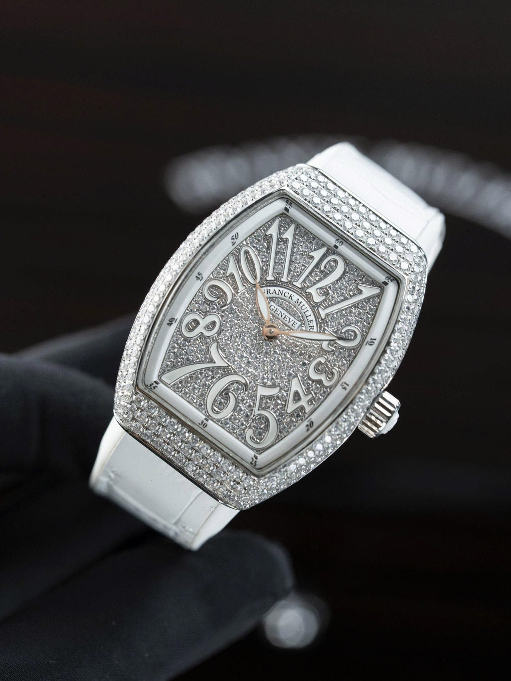 Franck Muller V32 White Watch Moissanite Diamonds 36mm