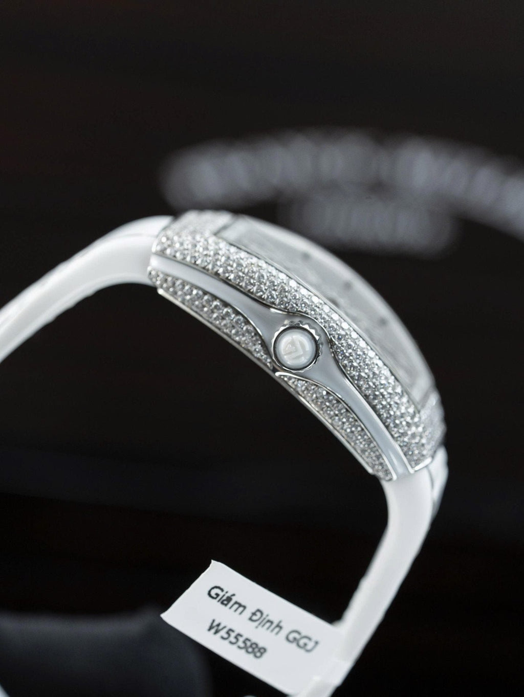 Franck Muller V32 White Watch Moissanite Diamonds 36mm