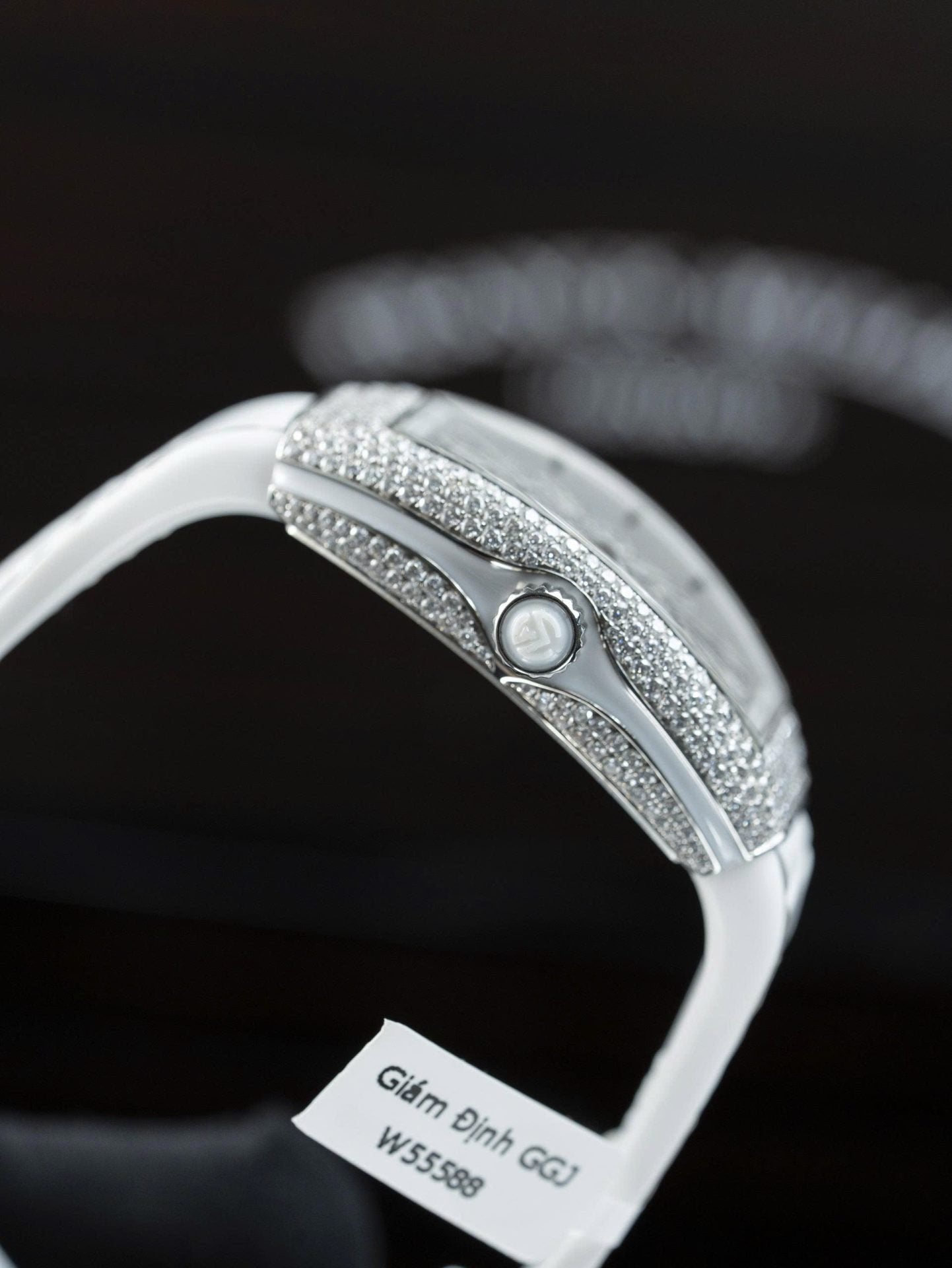 Franck Muller V32 White Watch Moissanite Diamonds 36mm