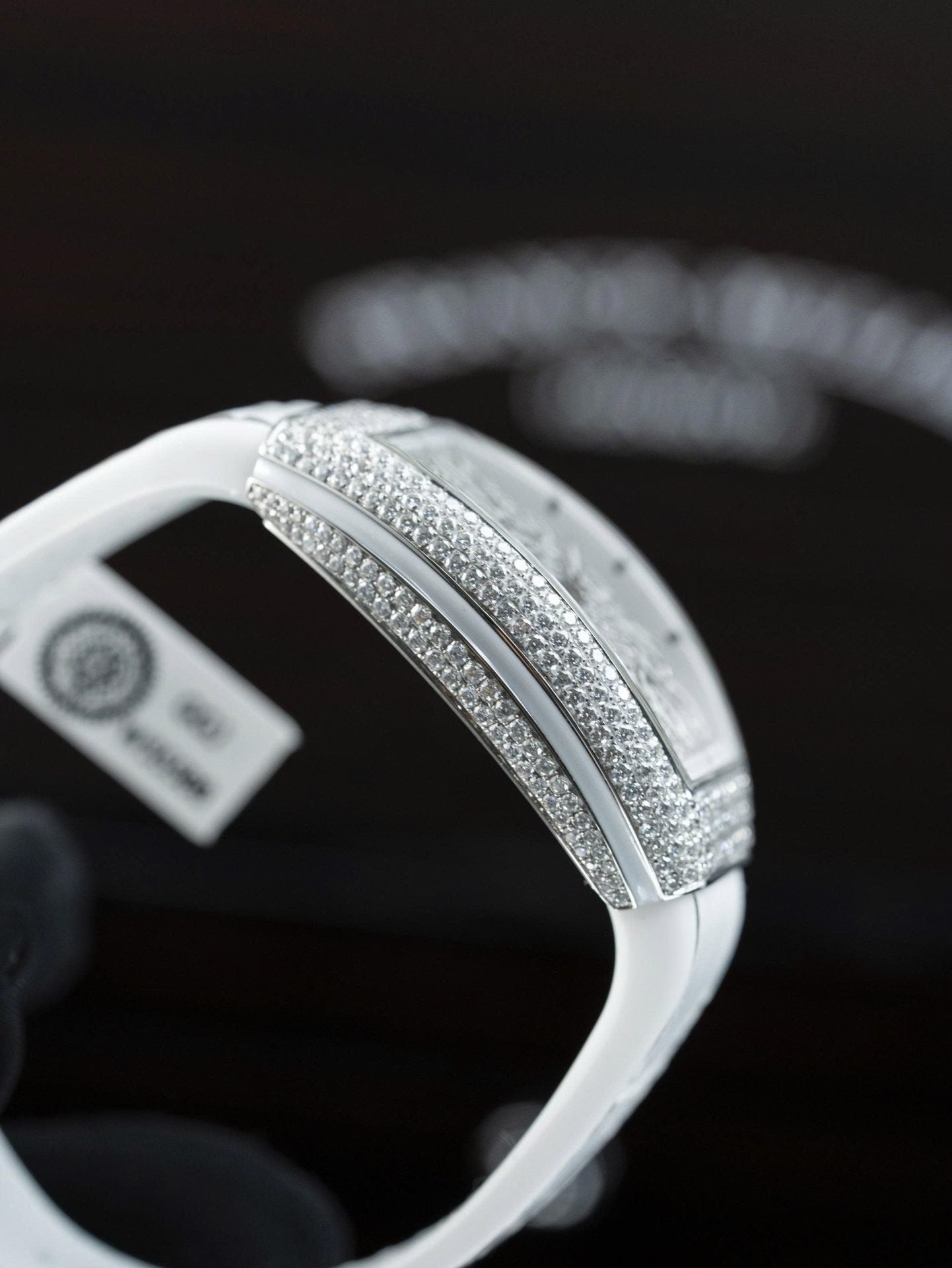 Franck Muller V32 White Watch Moissanite Diamonds 36mm
