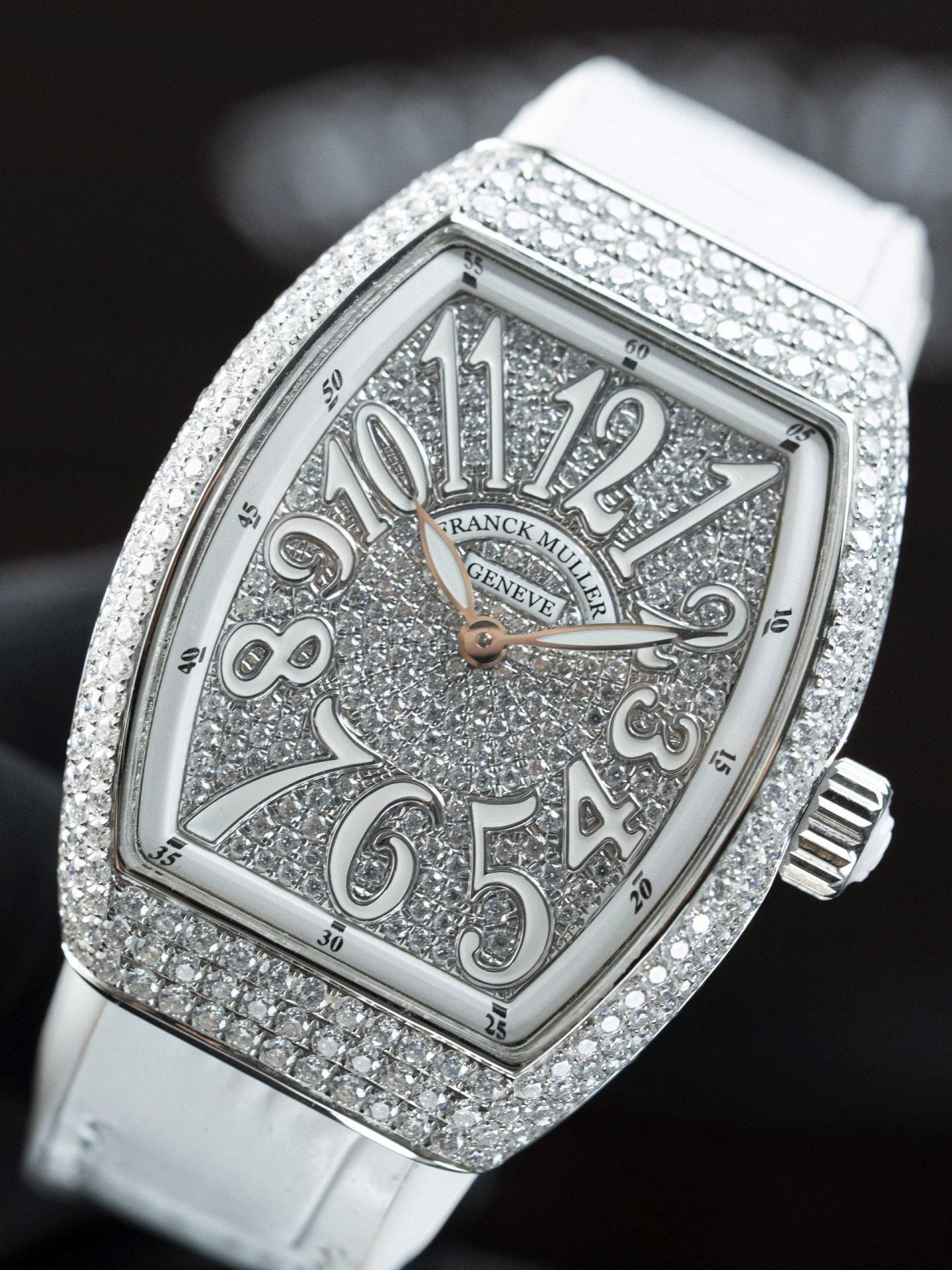 Franck Muller V32 White Watch Moissanite Diamonds 36mm