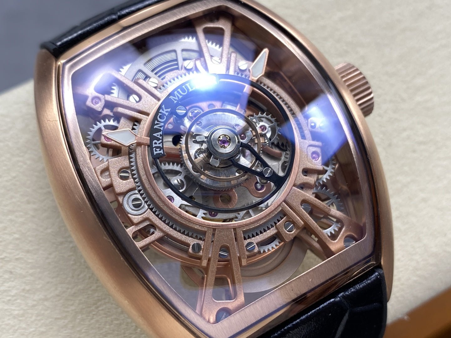 Franck Muller High End Watch Curvex CX Grand Central Tourbillon Skeleton Rose Gold 36x53mm