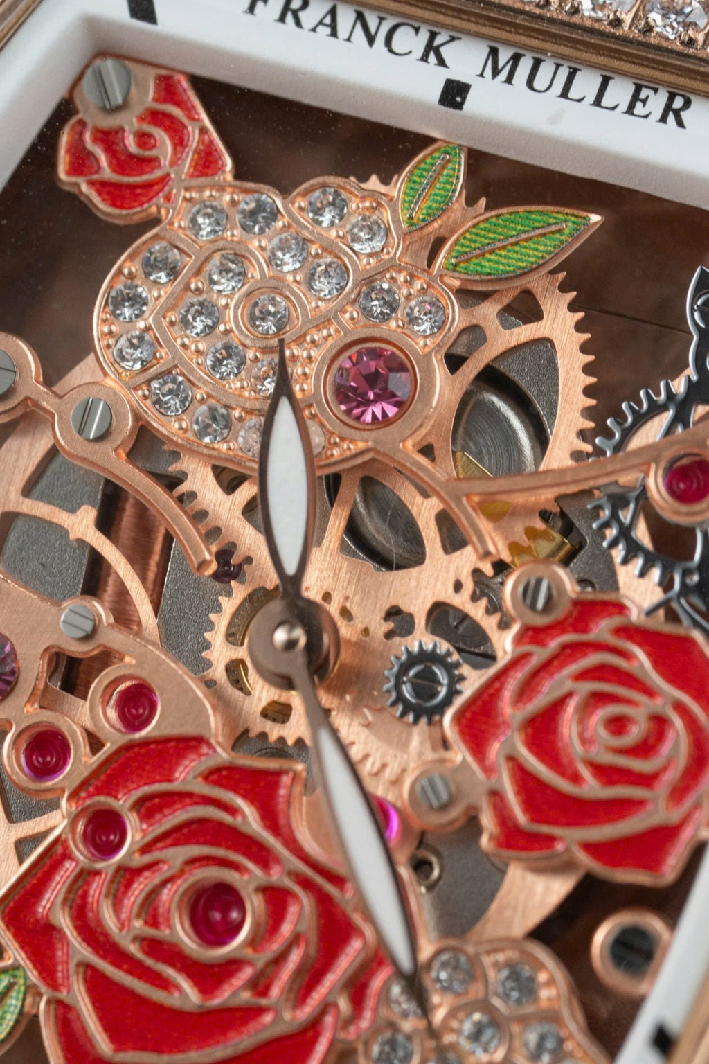 Franck Muller Watch Vanguard V32 Skeleton Red Flower Dial 36mm