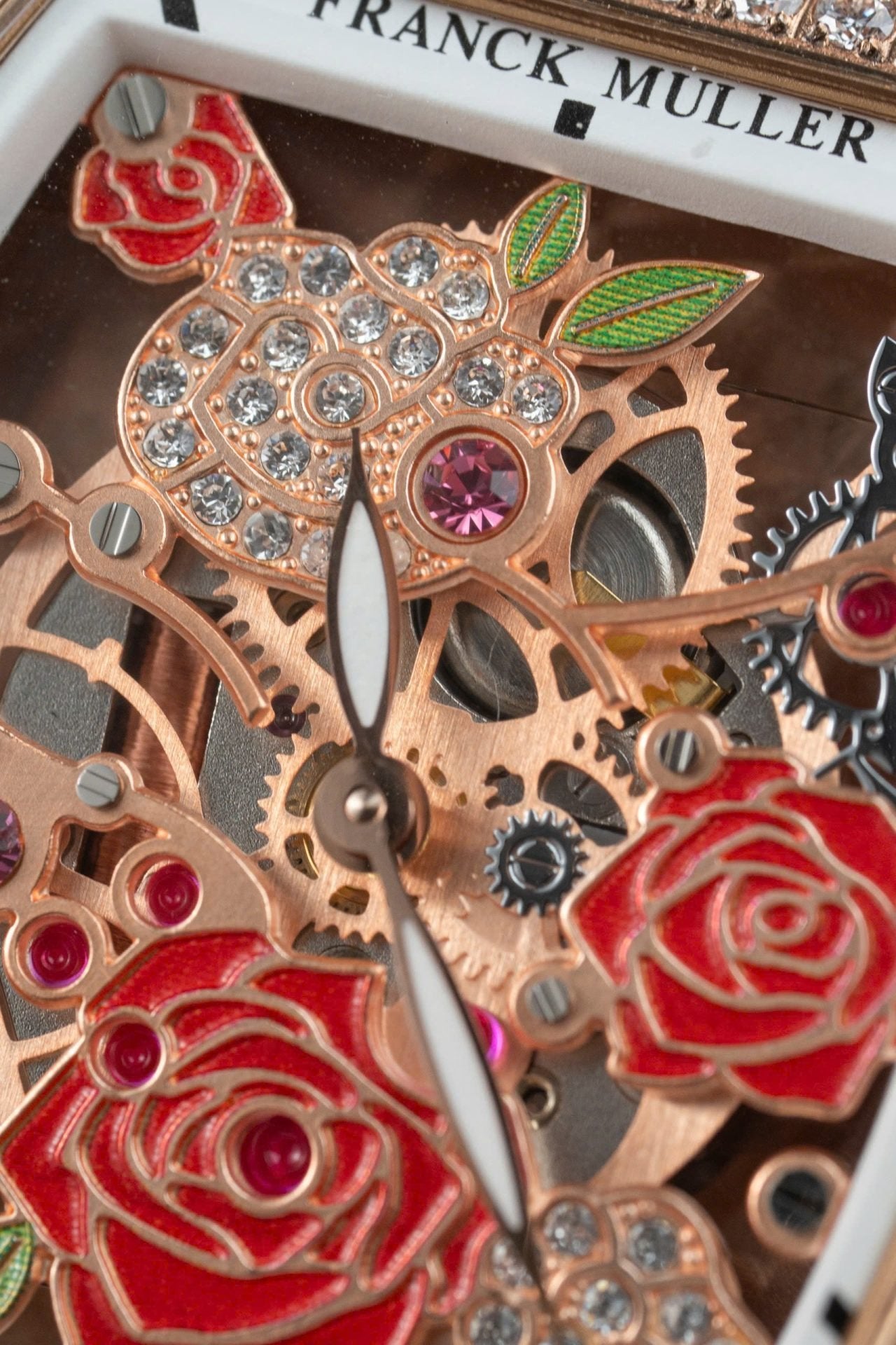 Franck Muller Watch Vanguard V32 Skeleton Red Flower Dial 36mm