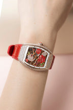 Franck Muller Watch Vanguard V32 Skeleton Red Flower Dial 36mm