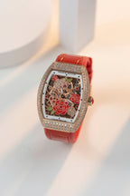 Franck Muller Watch Vanguard V32 Skeleton Red Flower Dial 36mm