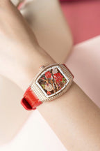 Franck Muller Watch Vanguard V32 Skeleton Red Flower Dial 36mm
