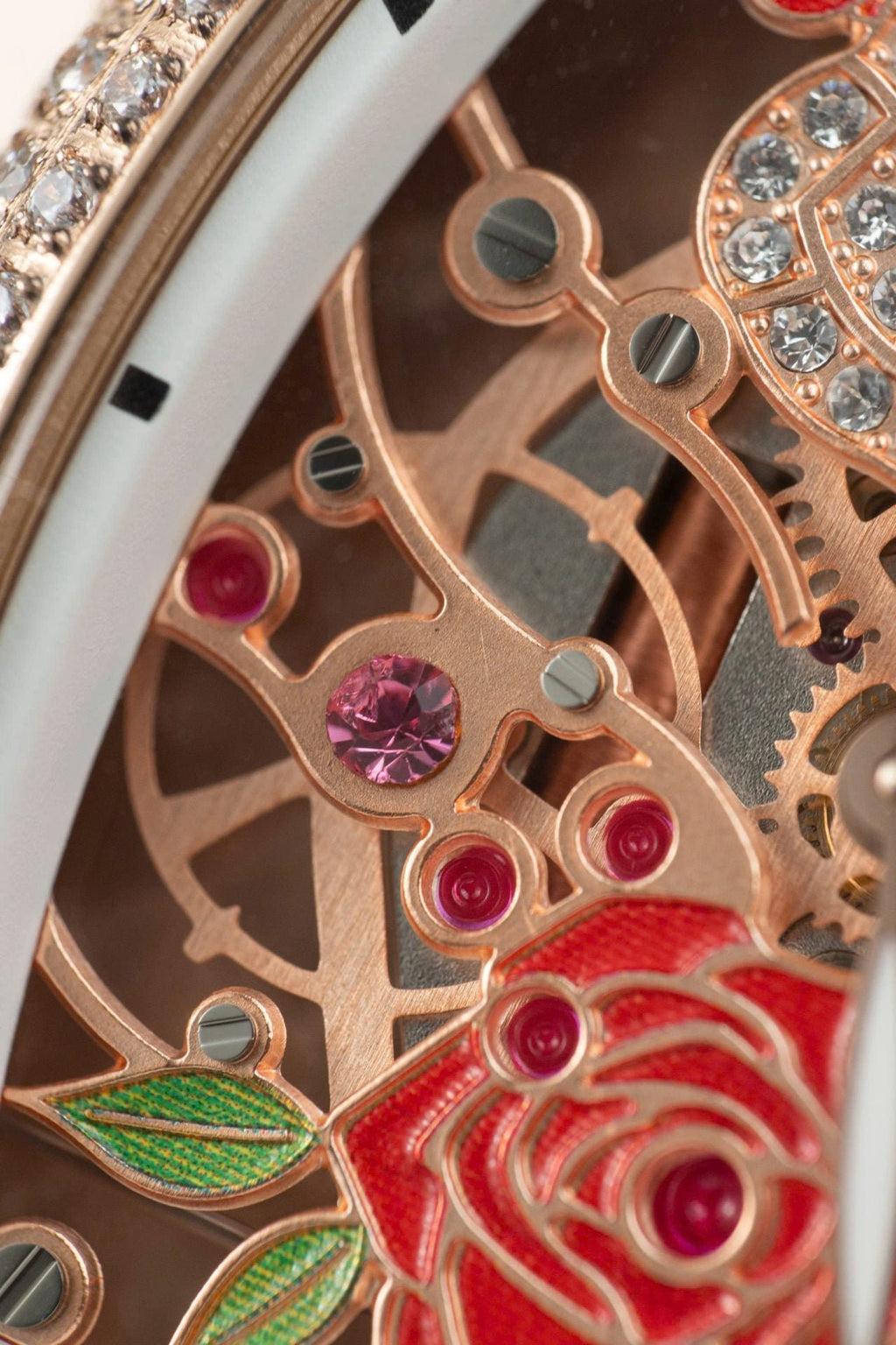 Franck Muller Watch Vanguard V32 Skeleton Red Flower Dial 36mm