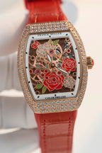 Franck Muller Watch Vanguard V32 Skeleton Red Flower Dial 36mm
