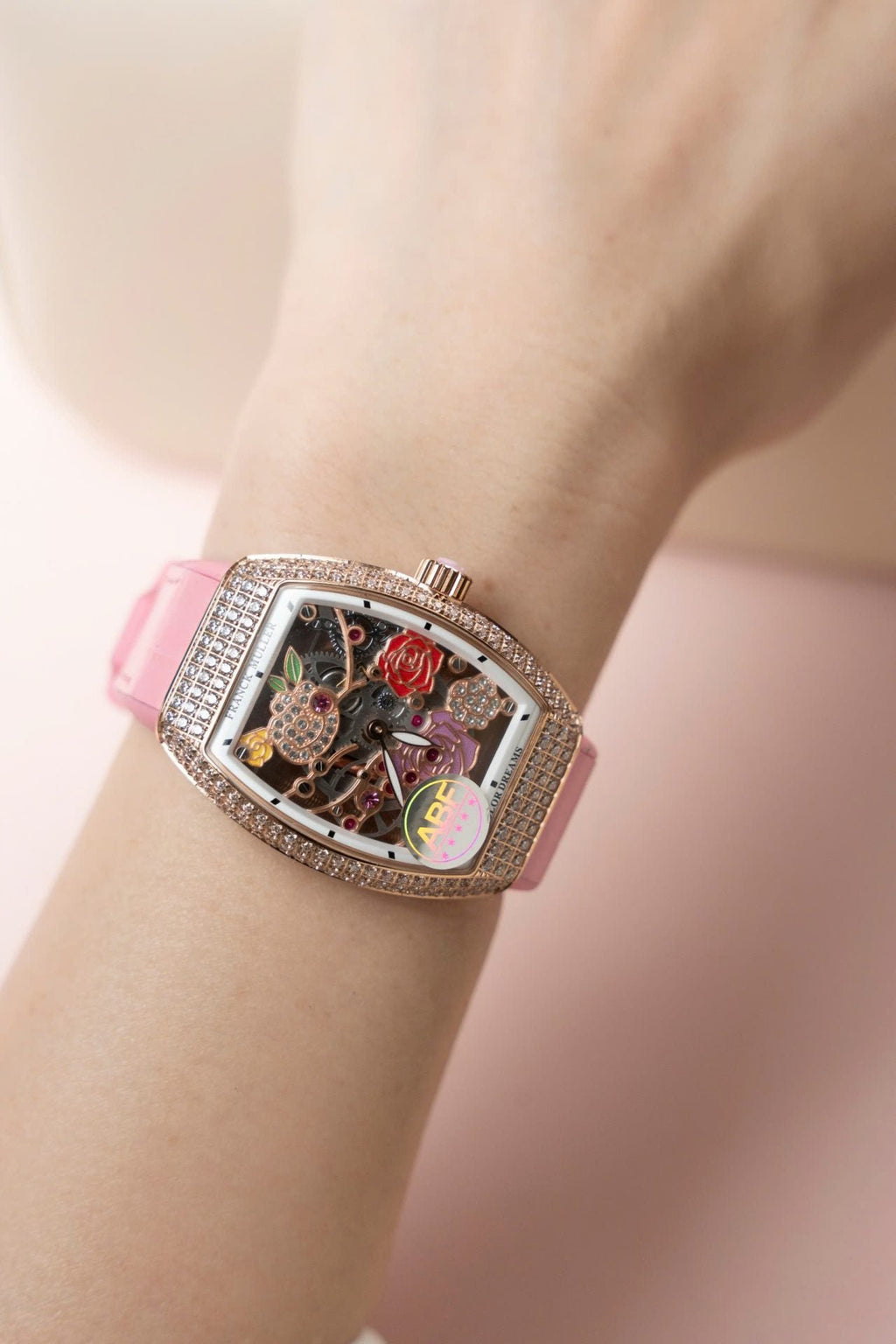 Franck Muller Watch Vanguard V32 Skeleton Pink Flower Dial 36mm