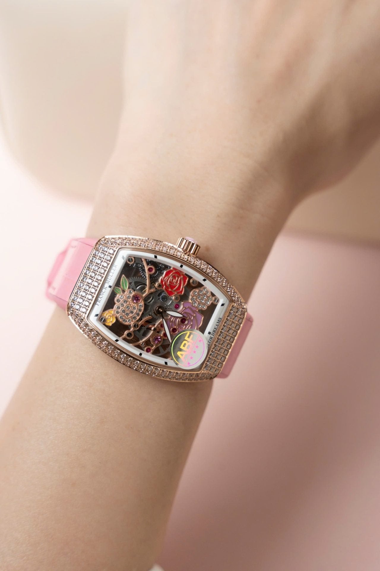 Franck Muller Watch Vanguard V32 Skeleton Pink Flower Dial 36mm