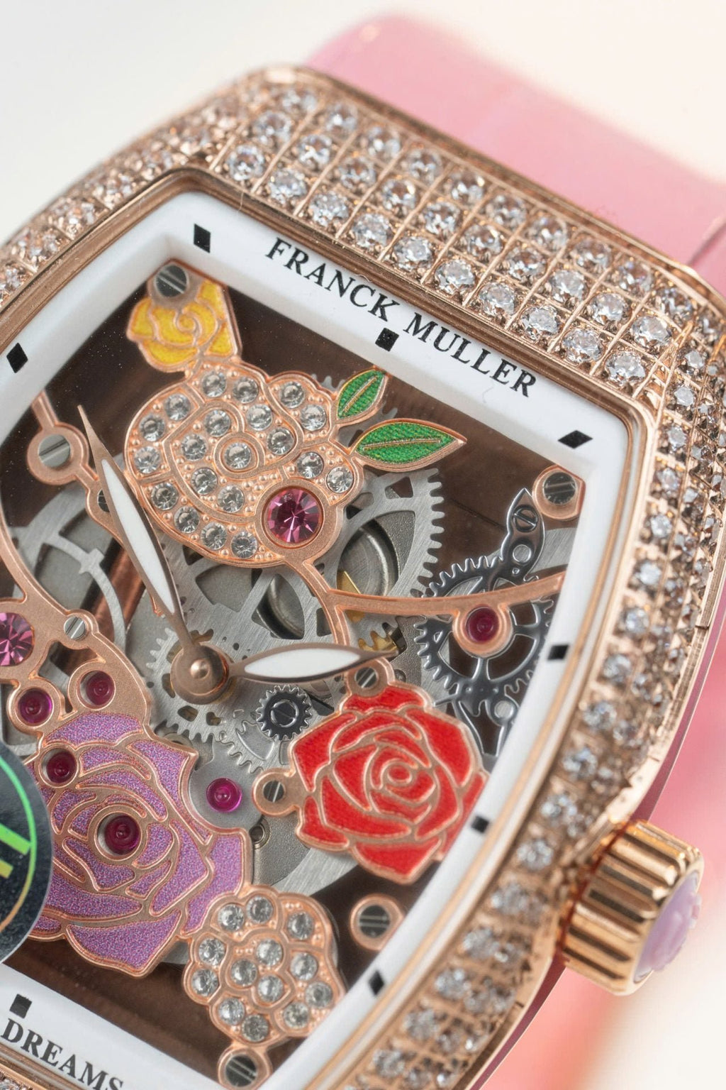 Franck Muller Watch Vanguard V32 Skeleton Pink Flower Dial 36mm