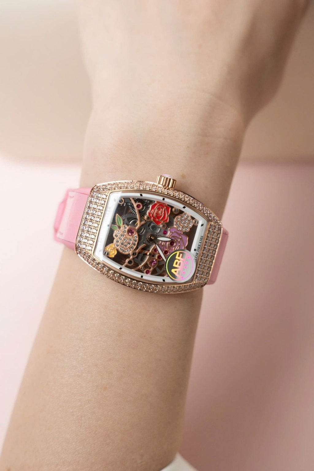 Franck Muller Watch Vanguard V32 Skeleton Pink Flower Dial 36mm