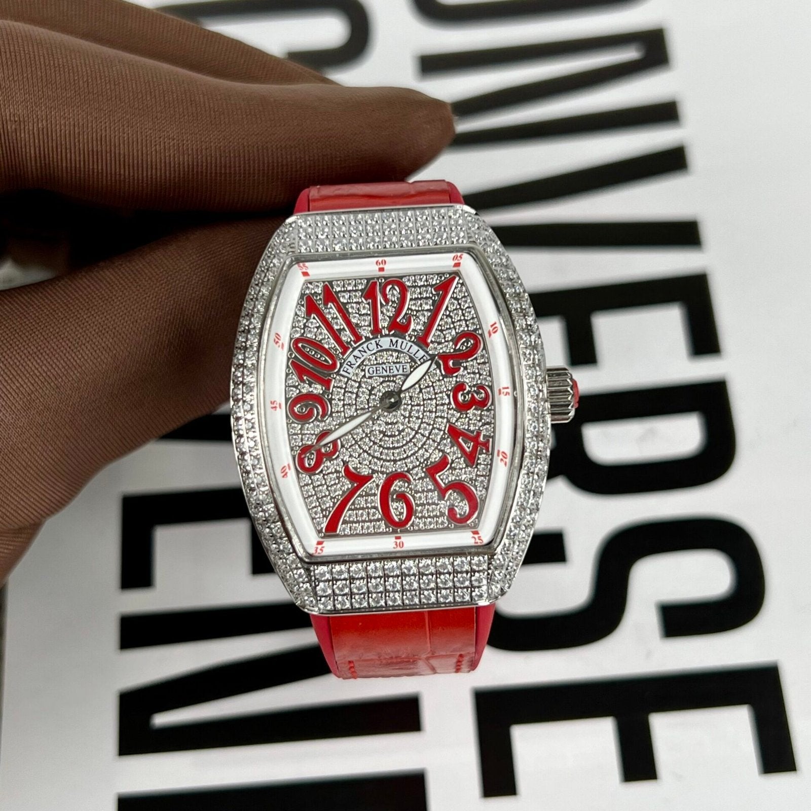 Franck Muller V32 Watch Red Dial Rubber Strap  36mm