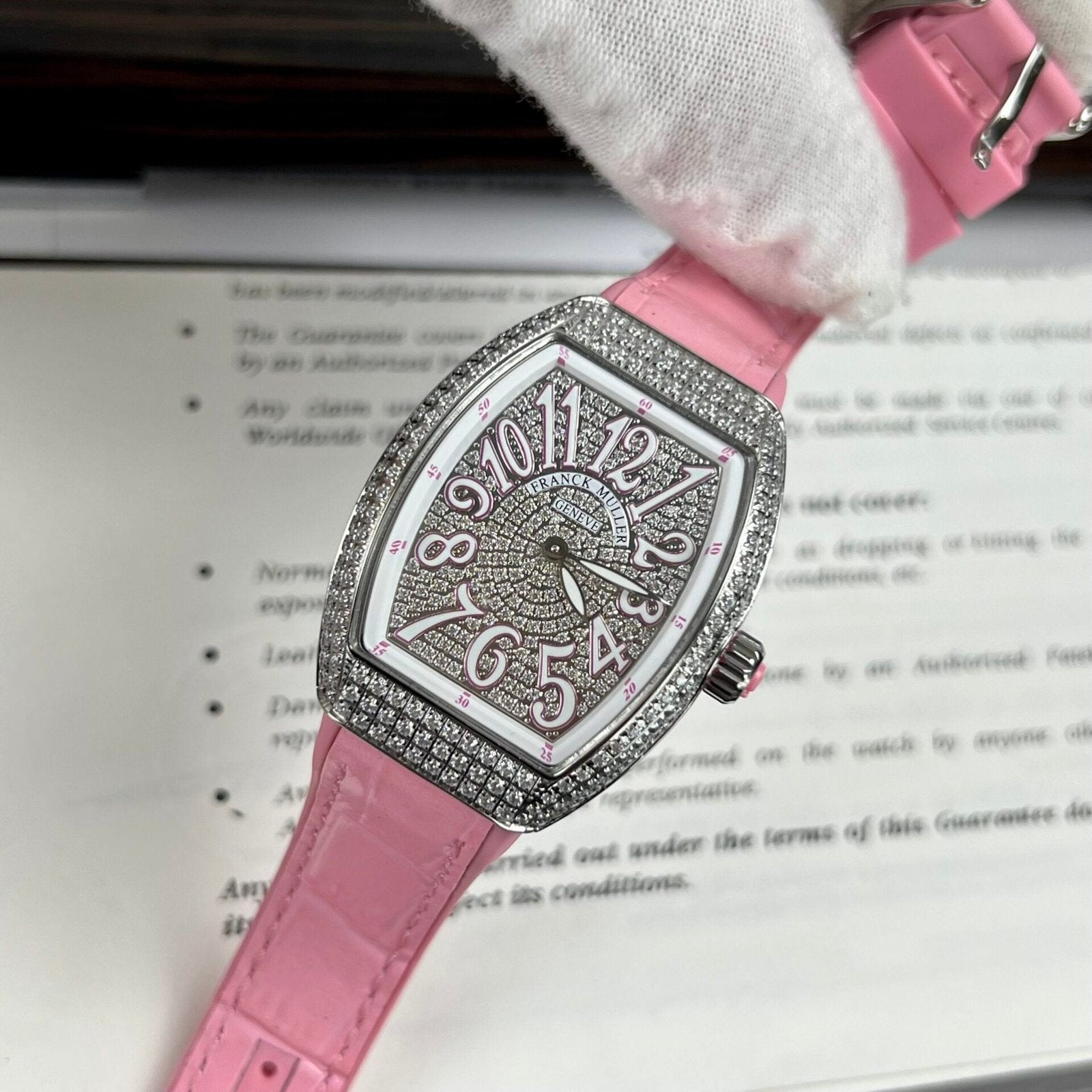 Franck Muller V32 Watch Pink Rubber Strap 36mm