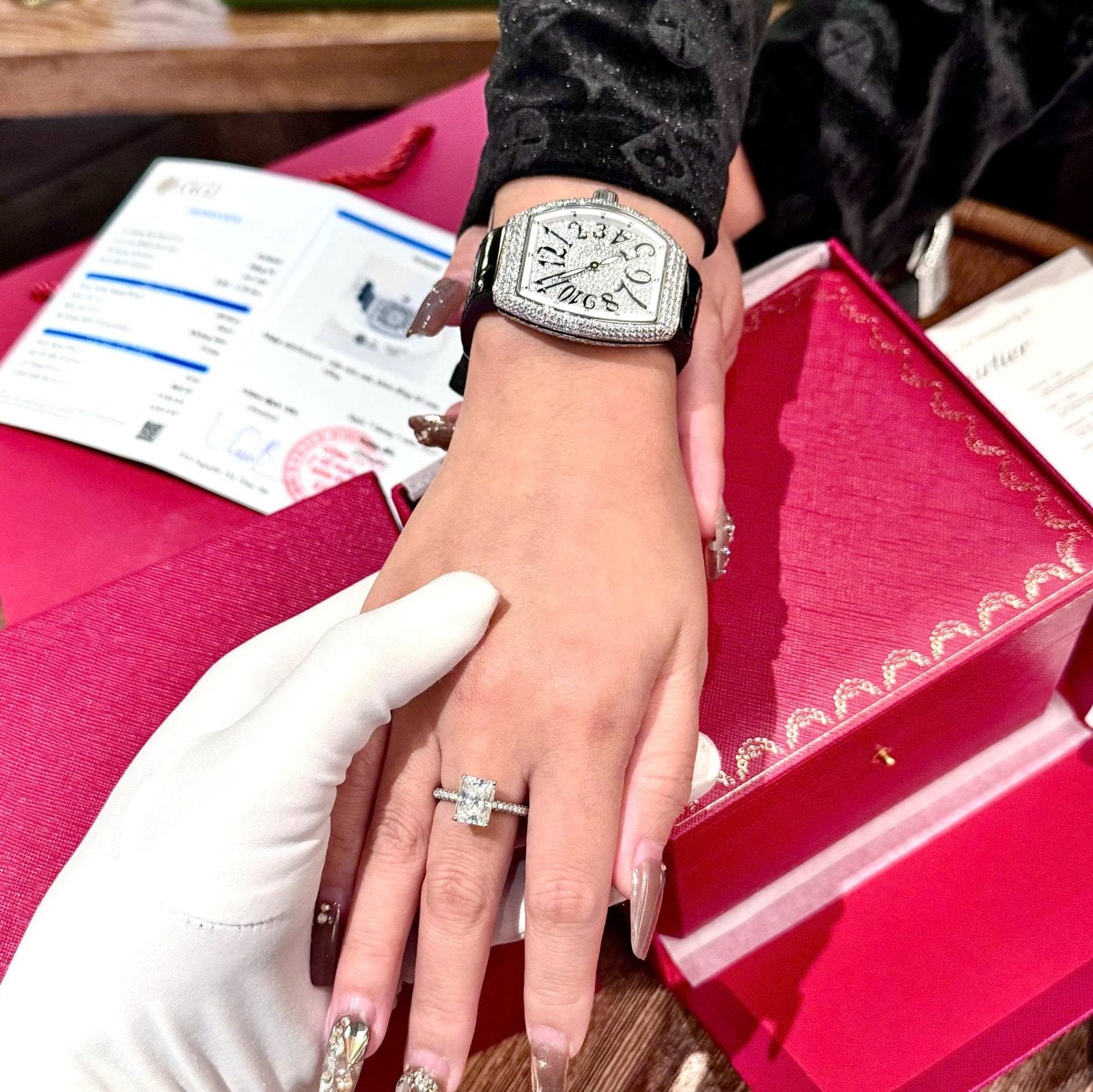 Franck Muller V32 Black Watch Diamonds Moissanite 36mm