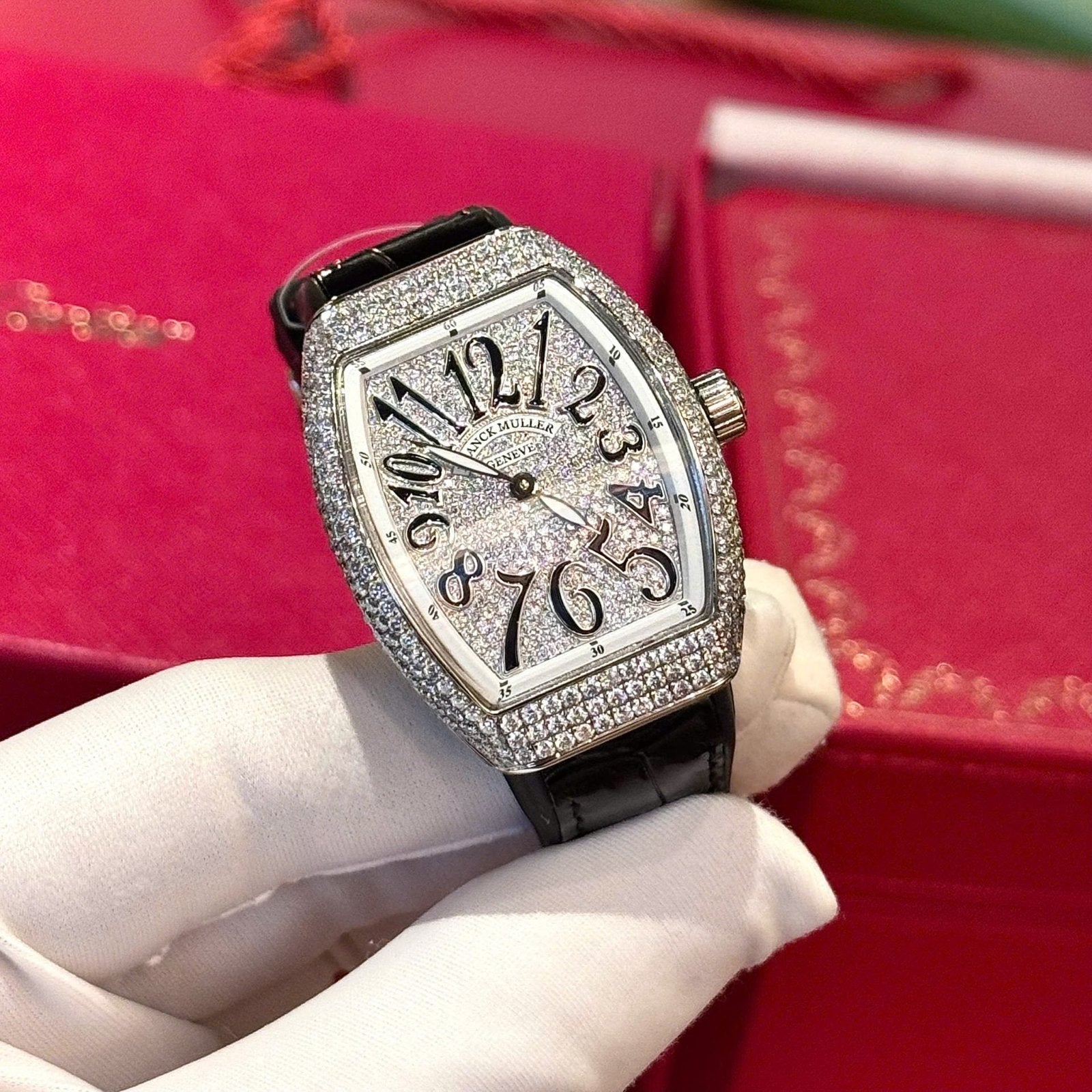 Franck Muller V32 Black Watch Diamonds Moissanite 36mm
