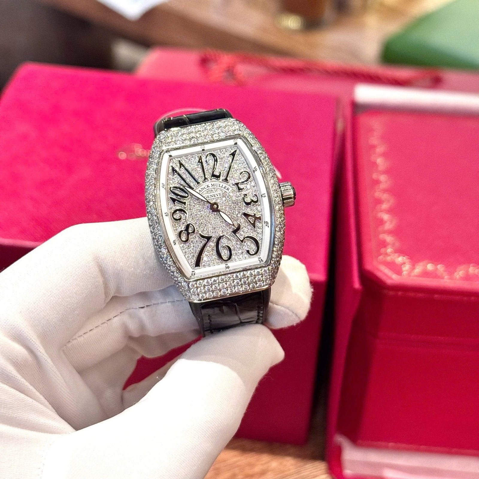 Franck Muller V32 Black Watch Diamonds Moissanite 36mm