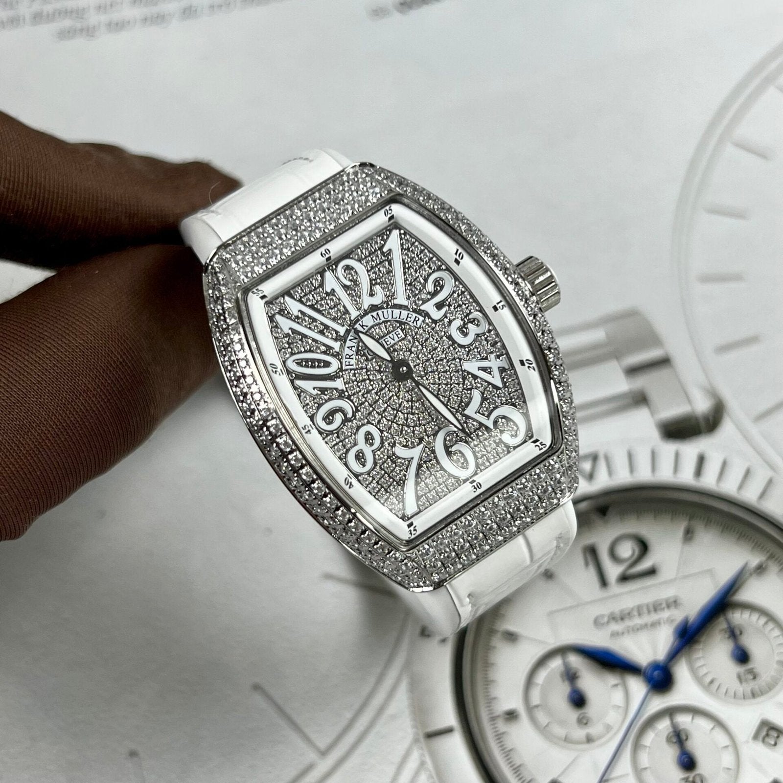 Franck Muller V32 Women’s Watch Full White Diamonds 36mm