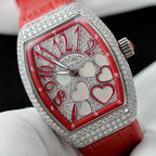 Franck Muller V32 Vanguard Lady Heart Red Watch Diamonds Moissanite 36mm