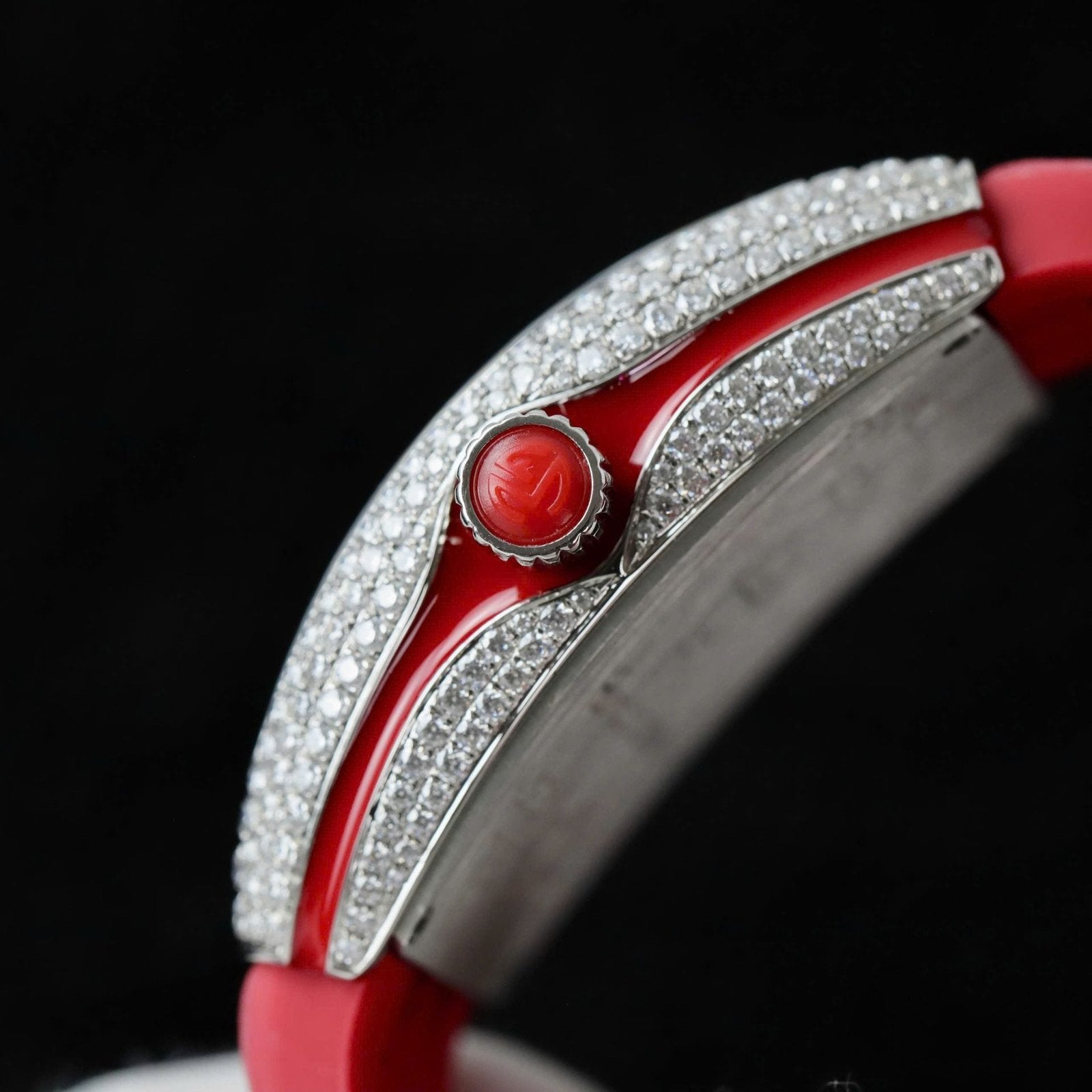 Franck Muller V32 Vanguard Lady Heart Red Watch Diamonds Moissanite 36mm