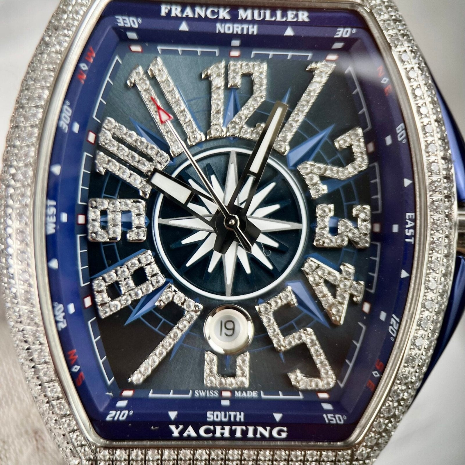 Franck Muller V45 Blue Dial Watch Rubber Strap 45mm