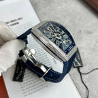 Franck Muller V45 Blue Dial Watch Rubber Strap 45mm