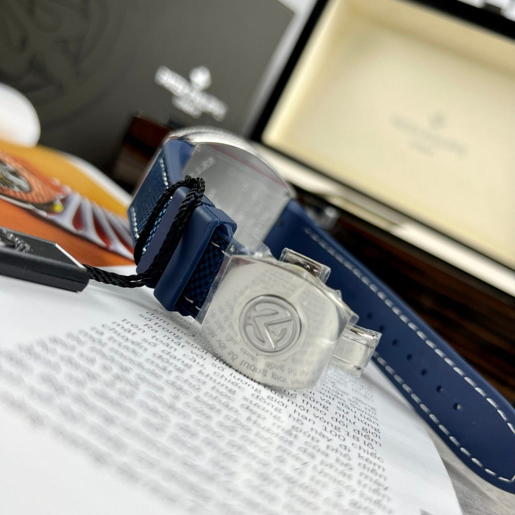 Franck Muller V45 Blue Dial Watch Rubber Strap 45mm