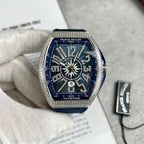 Franck Muller V45 Blue Dial Watch Rubber Strap 45mm