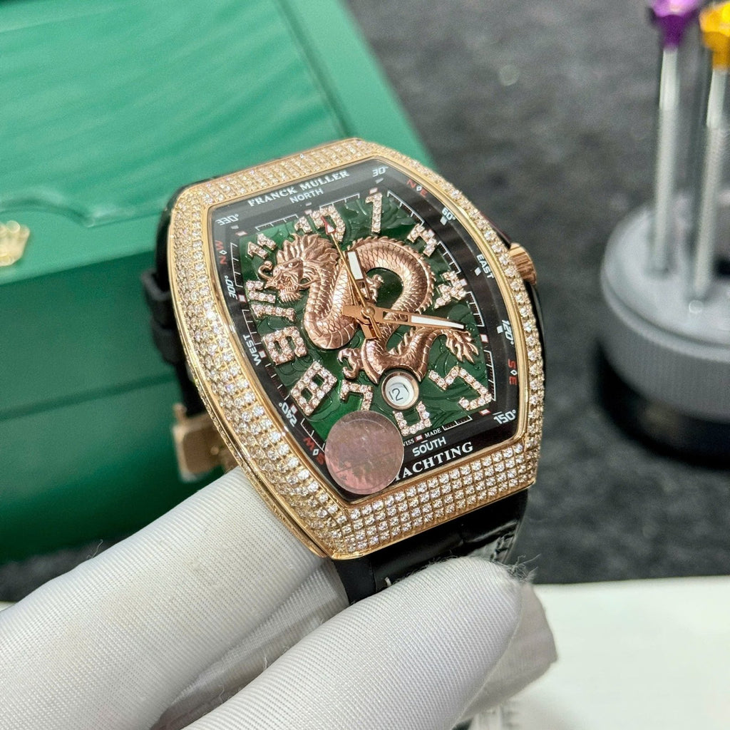 Franck Muller V45 Rose Gold Watch Dragon Dial 45mm