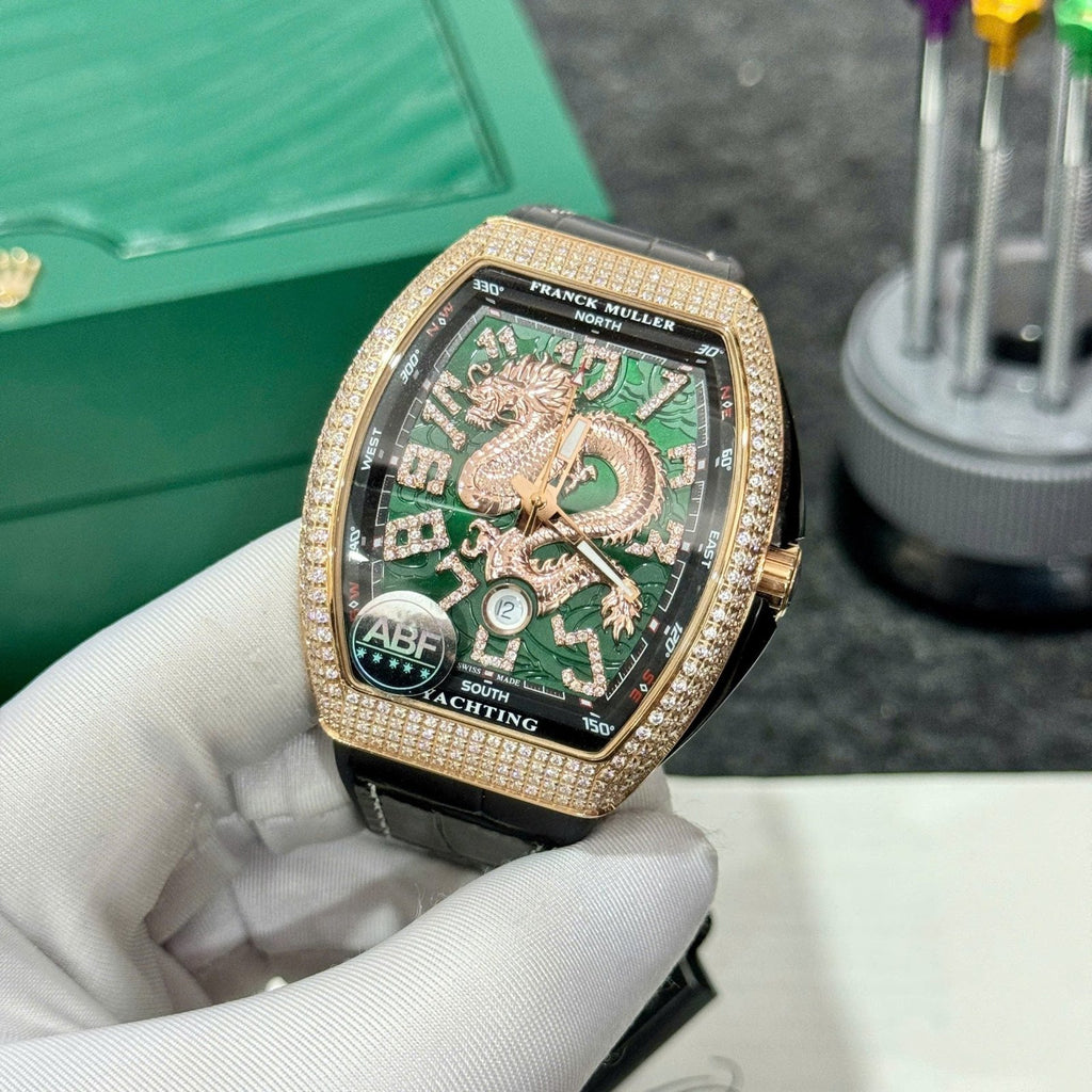 Franck Muller V45 Rose Gold Watch Dragon Dial 45mm