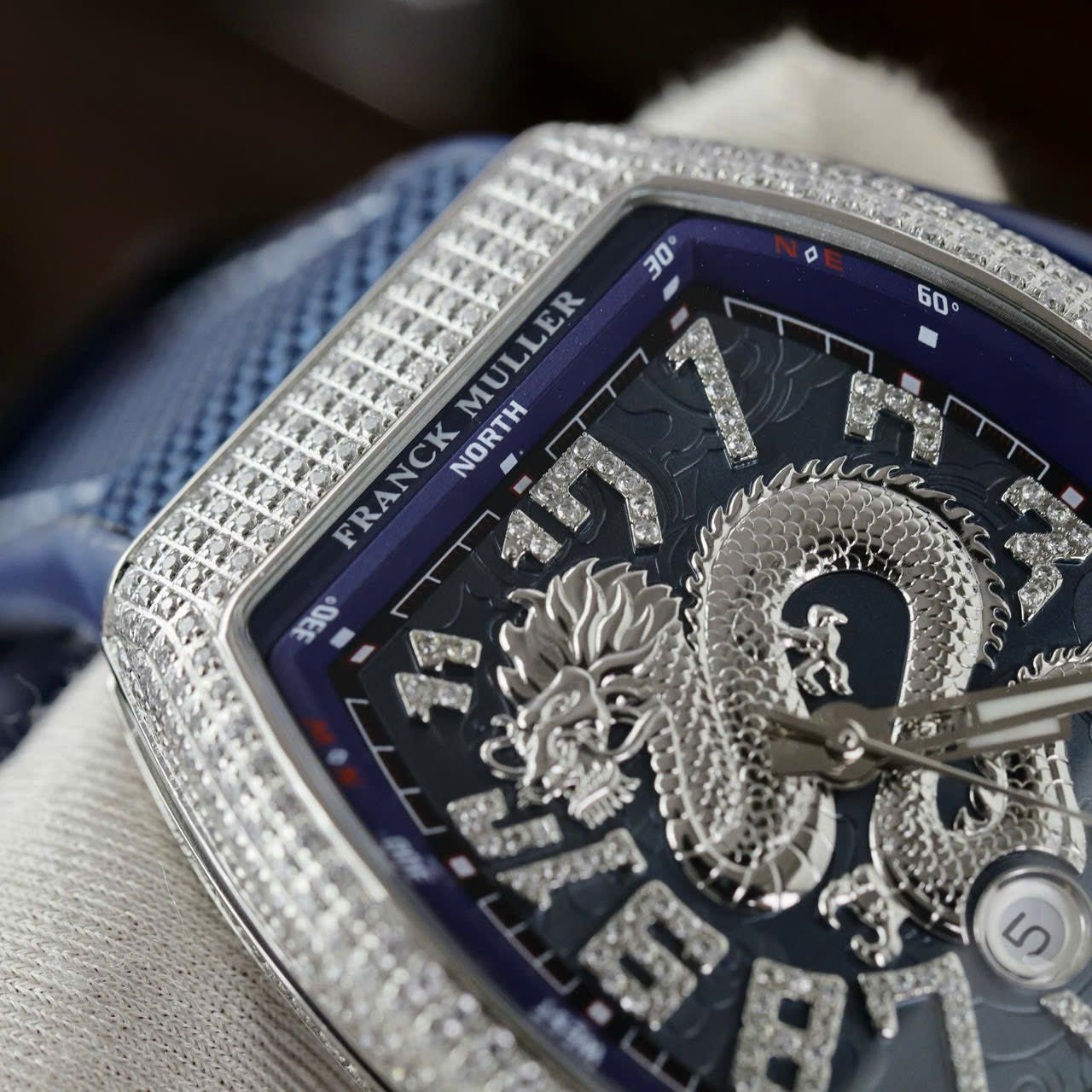 Franck Muller V45 Watch Dragon Dial Blue 45mm
