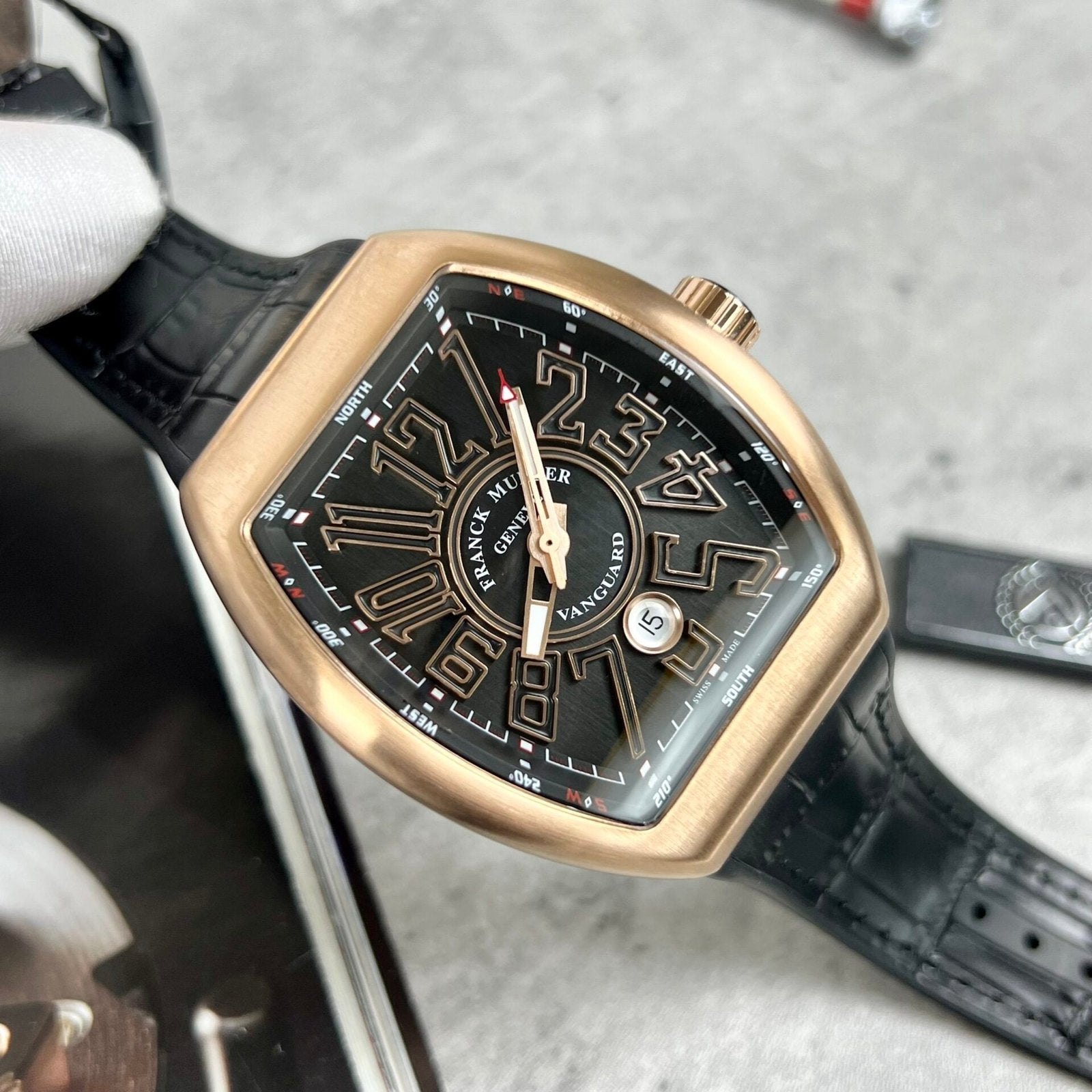 Franck Muller V45 Rose Gold Watch Black Dial 45mm