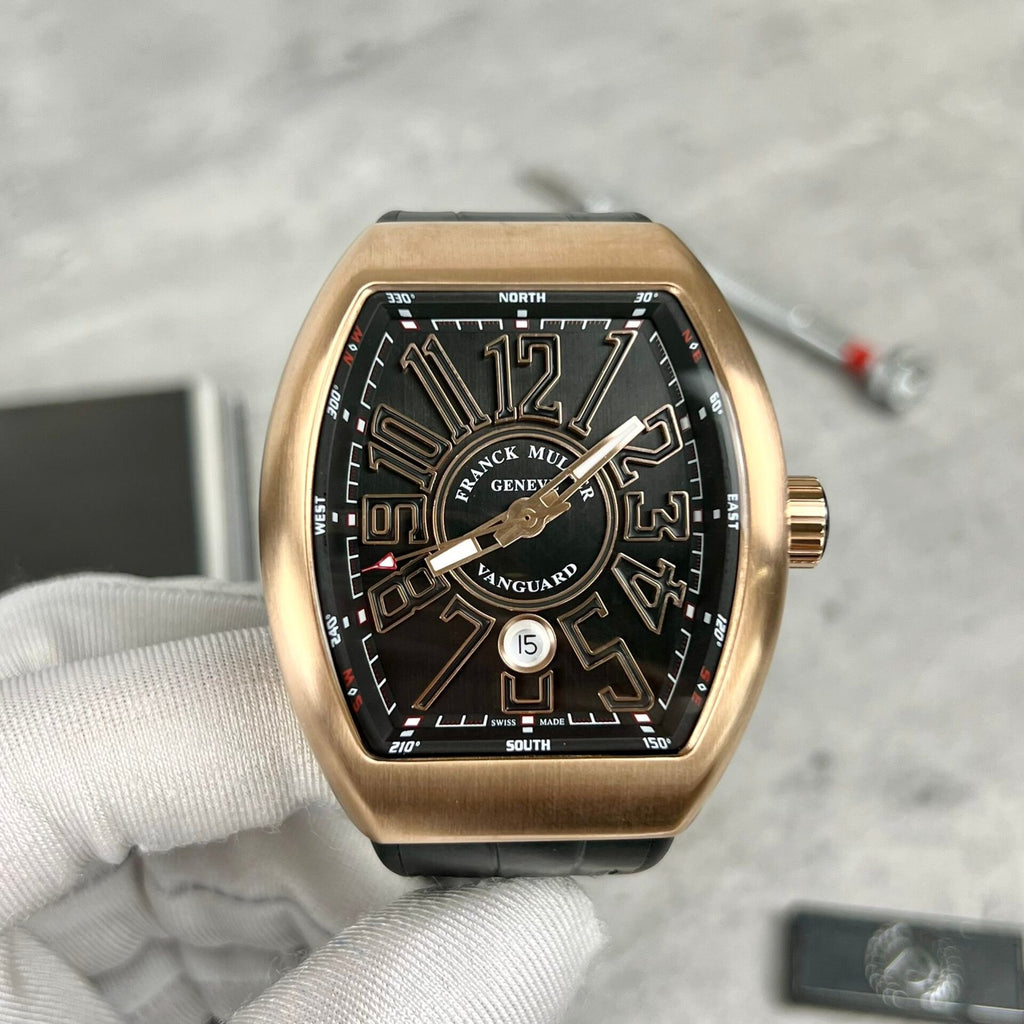 Franck Muller V45 Rose Gold Watch Black Dial 45mm