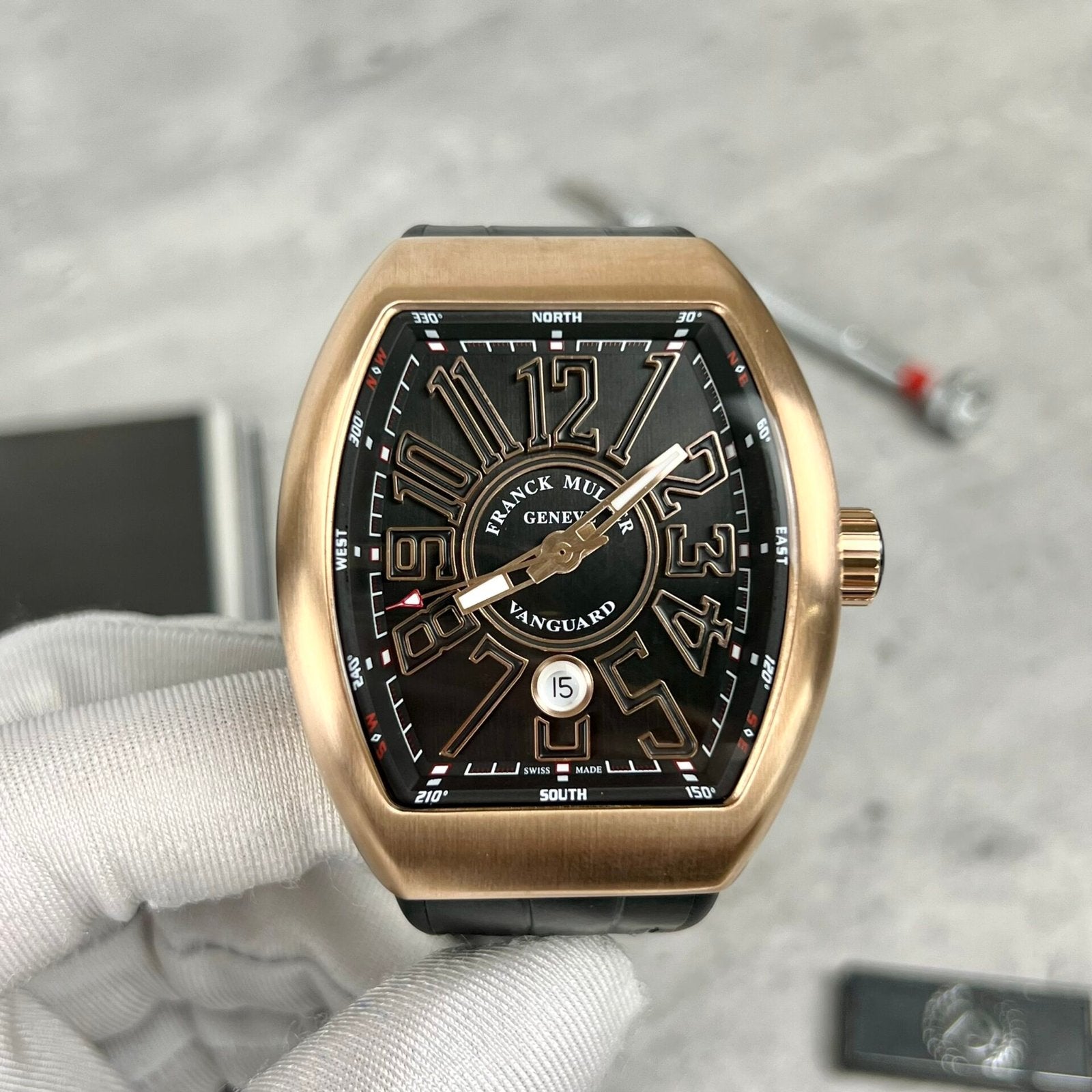 Franck Muller V45 Rose Gold Watch Black Dial 45mm