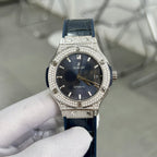 Hublot  Watch With Full Diamond Case Blue 38mm