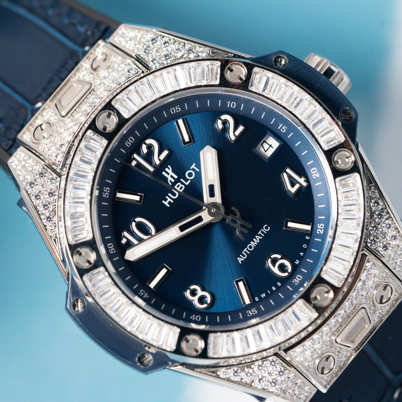 Hublot  Watch Big Bang  Blue With Full Diamond 39mm