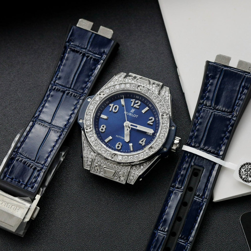Hublot Watch Big Bang One Click Dial Blue Diamonds Moissanite 39mm