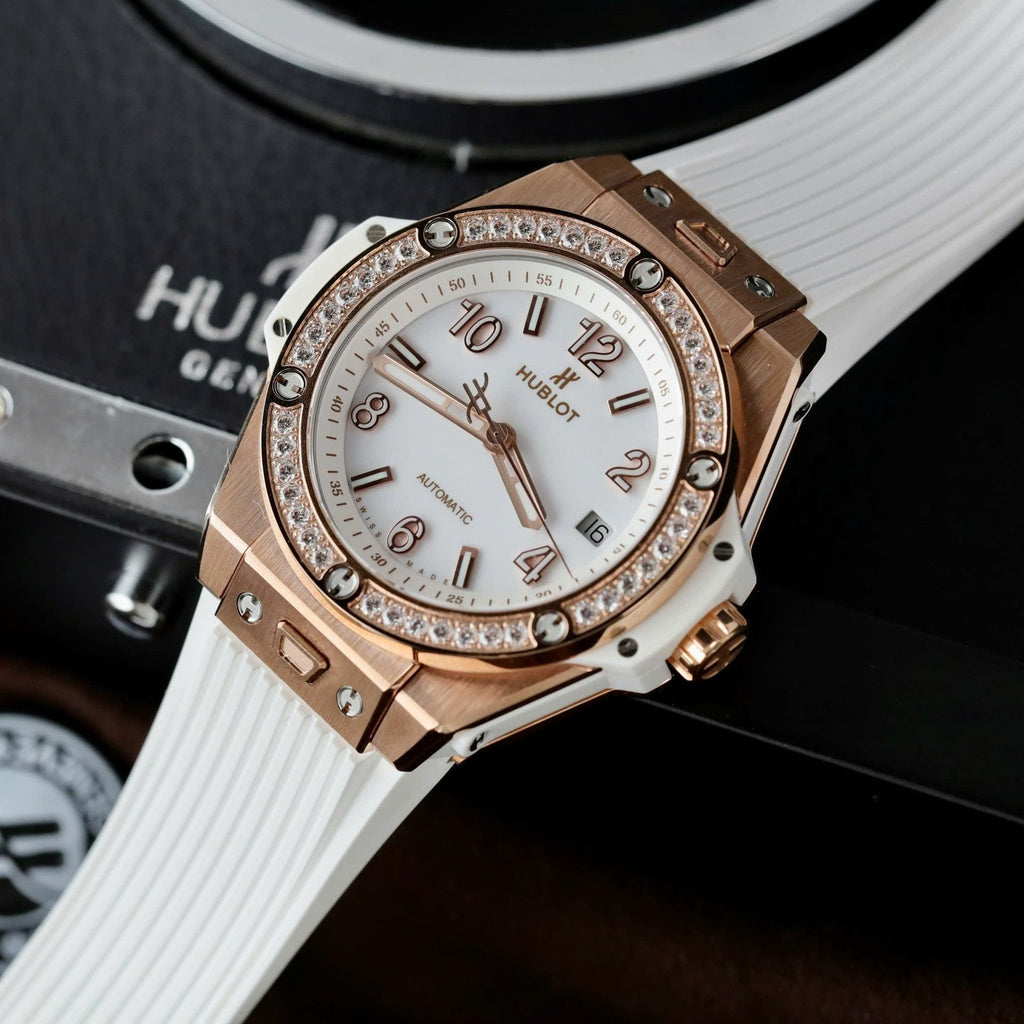 Hublot Big Bang  King Gold  Watch White Rubber Strap 39mm