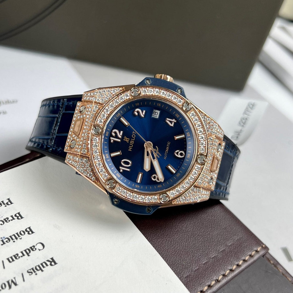 Hublot Big Bang Watch Blue Dial With Moissanite Diamond 39mm