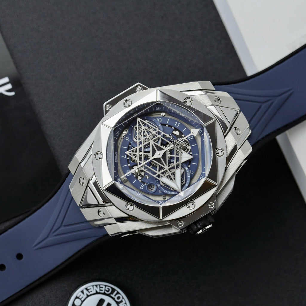 Hublot Big Bang Sang Bleu II Blue Watch Rubber Strap 45mm
