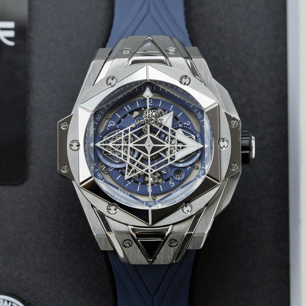 Hublot Big Bang Sang Bleu II Blue Watch Rubber Strap 45mm