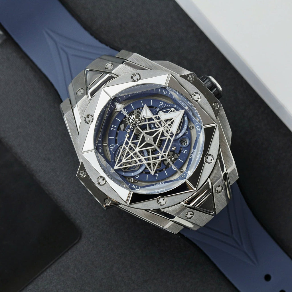 Hublot Big Bang Sang Bleu II Blue Watch Rubber Strap 45mm