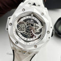 Hublot Big Bang Sang Bleu Watch White Ceramic Rubber Strap 45mm