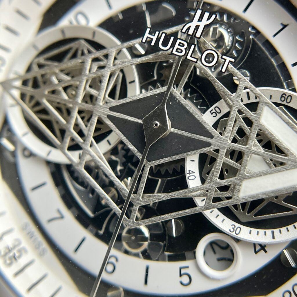 Hublot Big Bang Sang Bleu Watch White Ceramic Rubber Strap 45mm