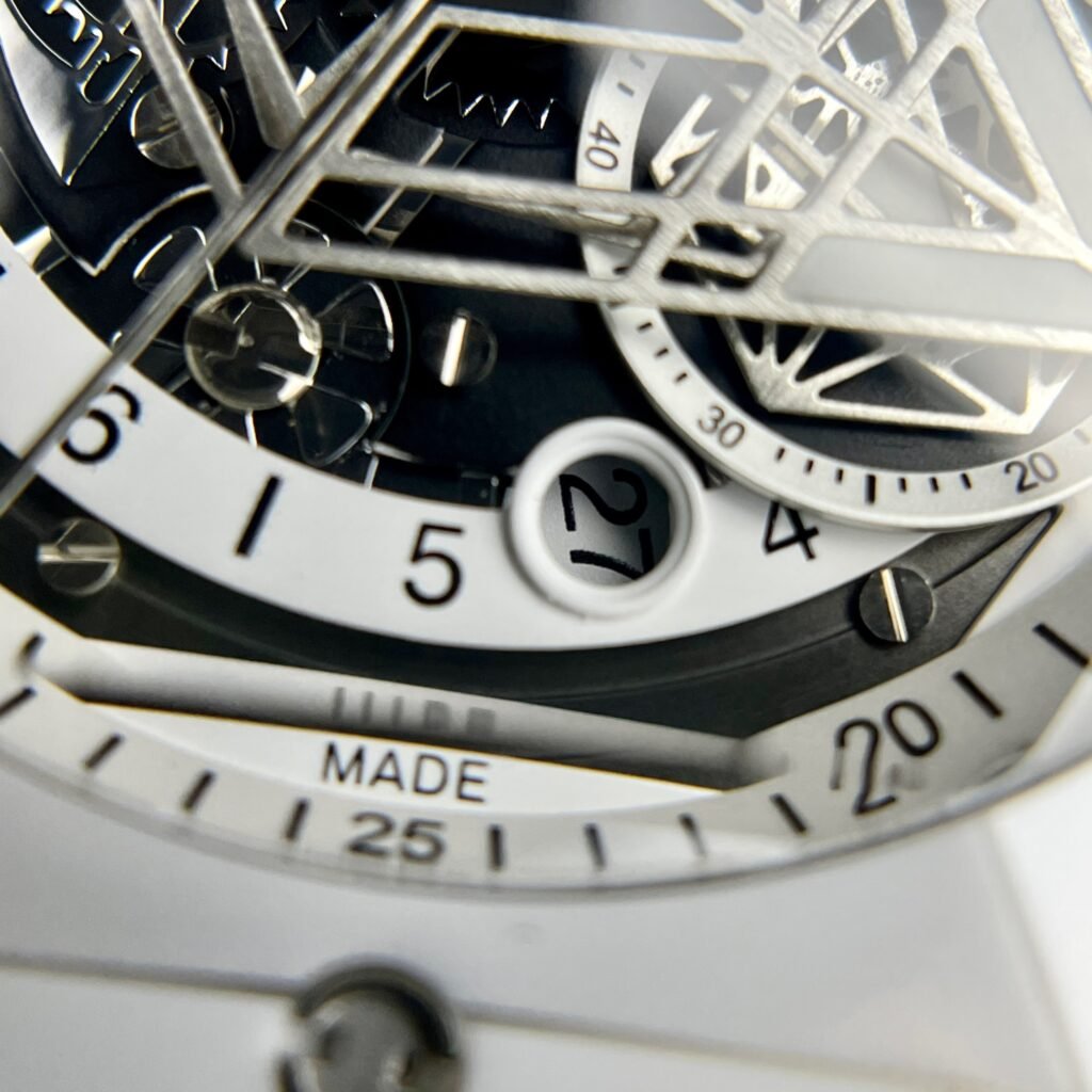 Hublot Big Bang Sang Bleu Watch White Ceramic Rubber Strap 45mm