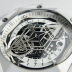 Hublot Big Bang Sang Bleu Watch White Ceramic Rubber Strap 45mm