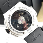 Hublot Big Bang Sang Bleu Watch White Ceramic Rubber Strap 45mm